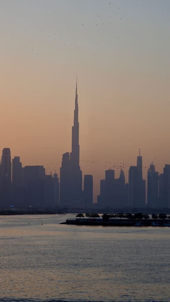 Burj Khalifa and the Dubai skyline rising over the waterfront