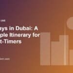 Illustration of the Dubai skyline at sunset for a 3-day Dubai itinerary